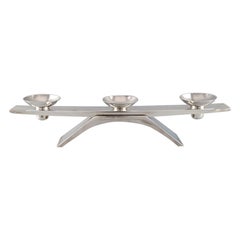 WMF, Germany, Modernist Ikora Candleholder in Plated Silver, Mid-20th Century