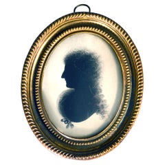 Antique Portrait Silhouette Profile of Mrs. Graydon, Attributed to John Thomason