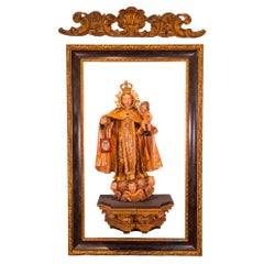 16th Century Our Lady of Mount Carmel, Gold Gilded and Polychromed