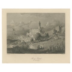 Original Antique Print with a View of Mount Zion, Jerusalem, ca.1840