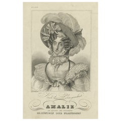 Originales antikes Originalporträt von Maria Amalia Teresa aus Neapel und Sizilien, ca. 1840