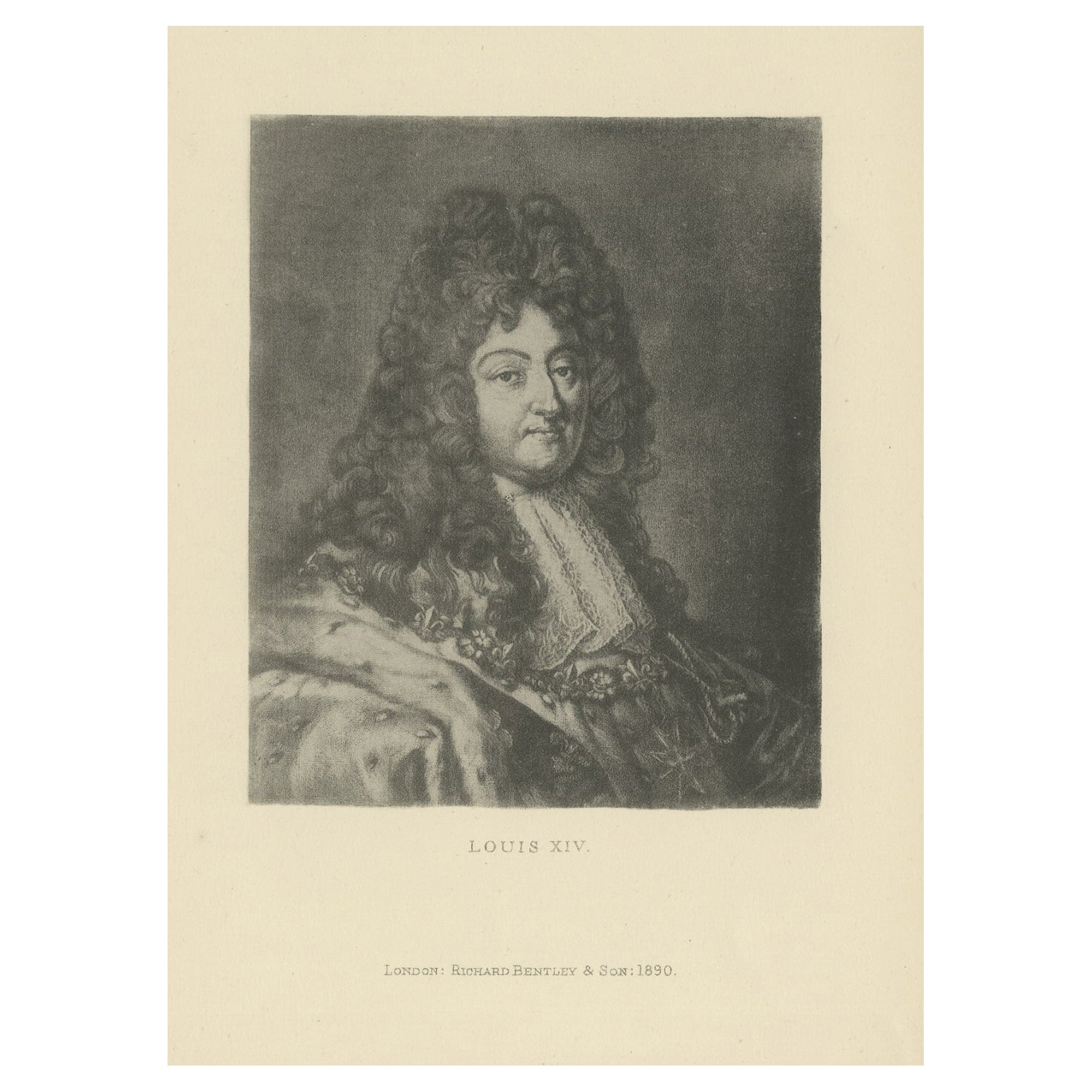 Original Antique Print of Louis XIV, or Louis the Great, The Sun King, 1890 For Sale