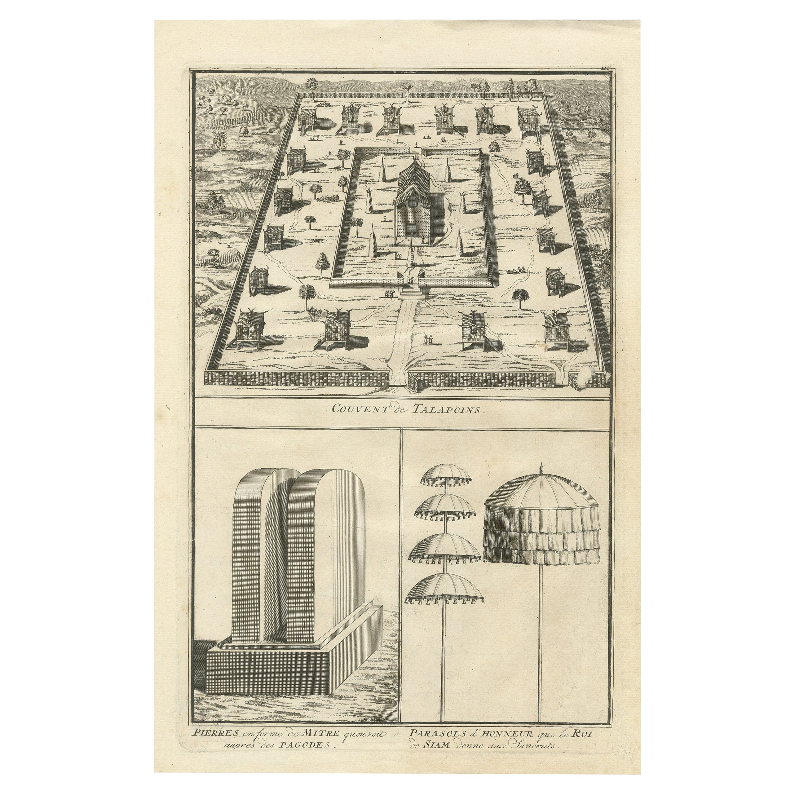 Print of Convent of the Buddhist Monks Named Talapoins, Siam 'Thailand', ca.1730 For Sale