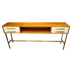 Ico Parisi Console 50s Table Italian, Wood and White Murano Glass