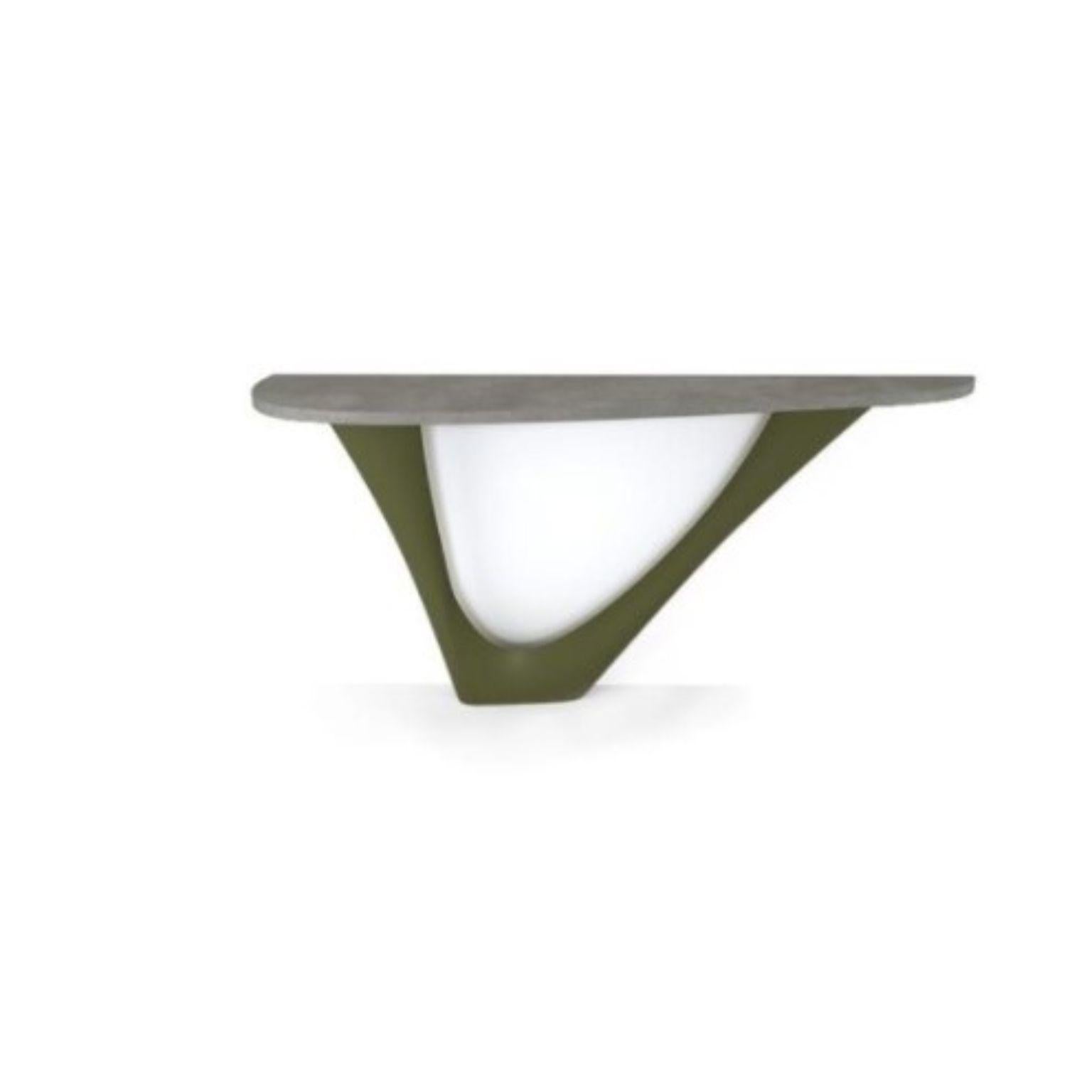 Olive Green G-Console Mono Steel Base with Concrete Top by Zieta