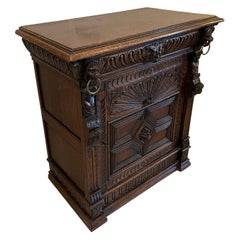 Antique Victorian Quality Carved Oak Hall Cabinet