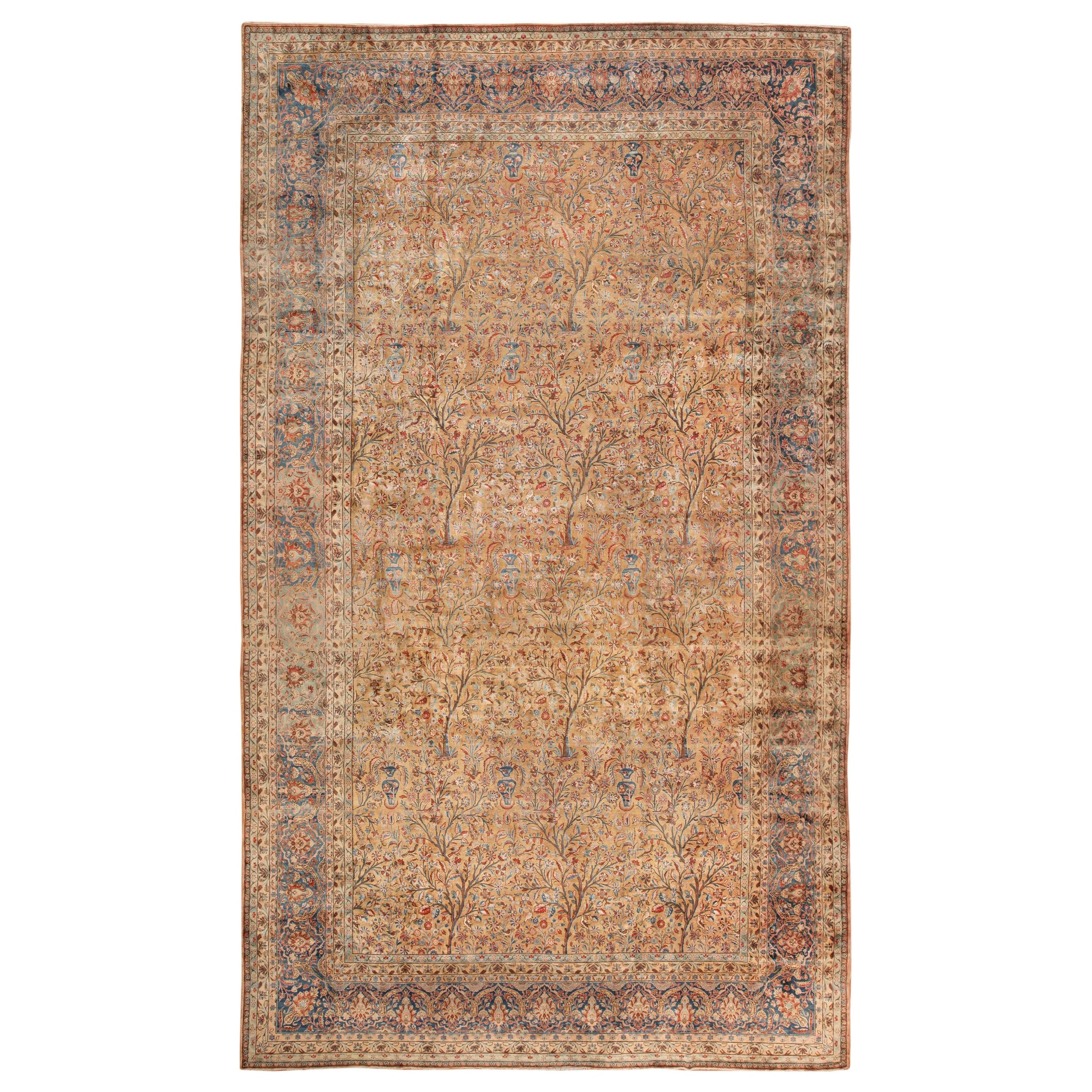Antiker persischer Kashan-Teppich im Baum des Lebens-Design. 13' 8" x 23' 3" im Angebot