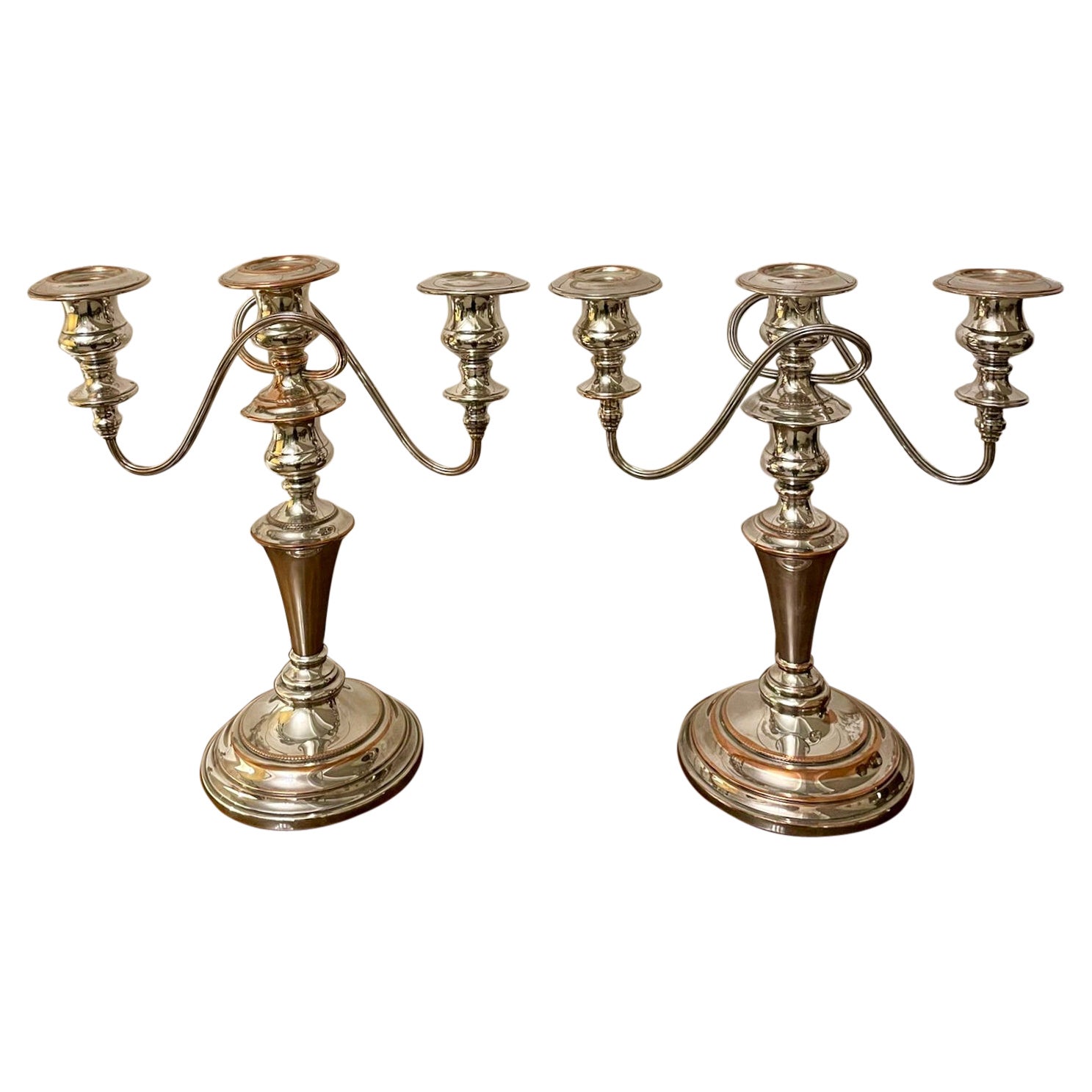 Pair of Antique Edwardian Silver Painted Candelabra