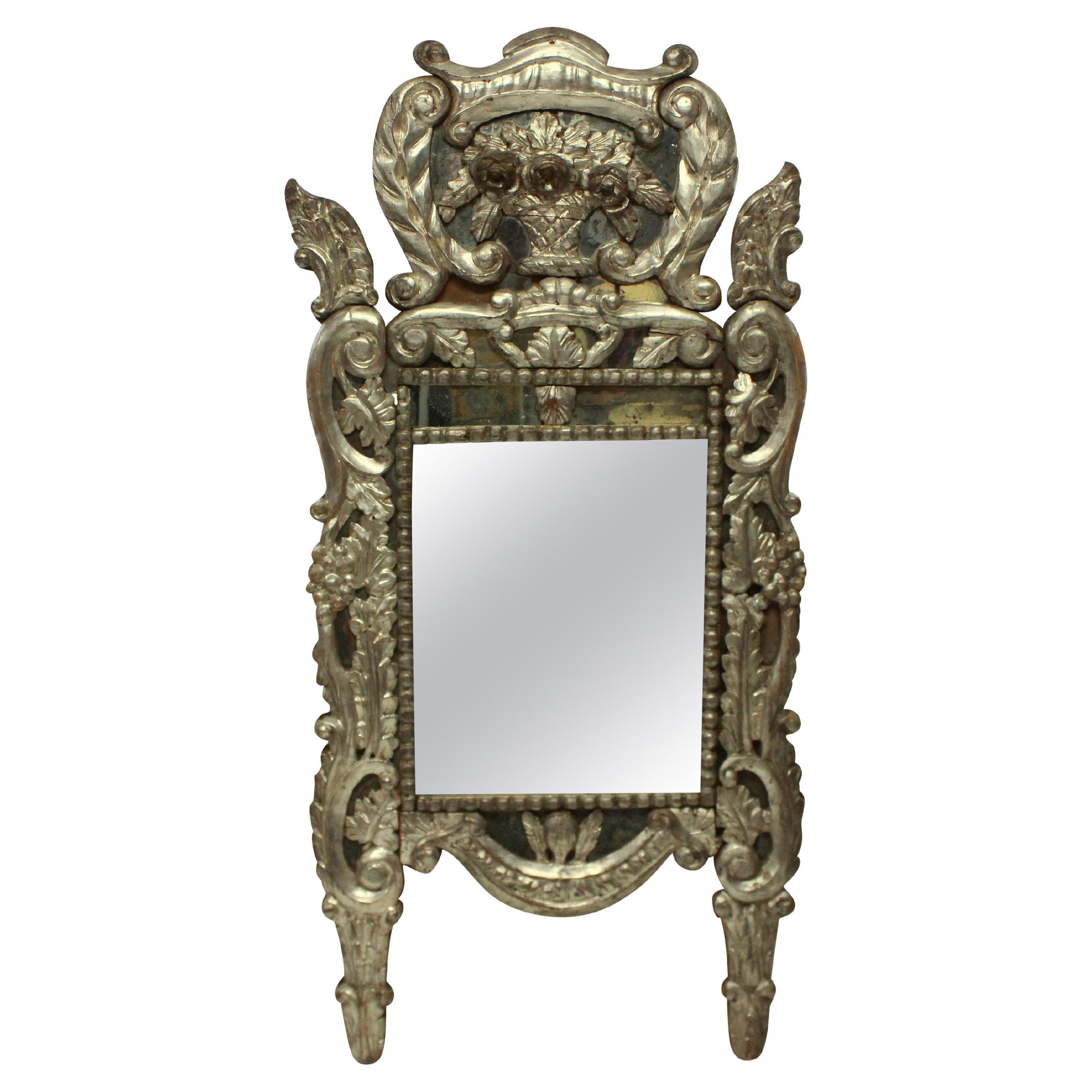 18th Century Venetian Mirror in Silver Leaf For Sale