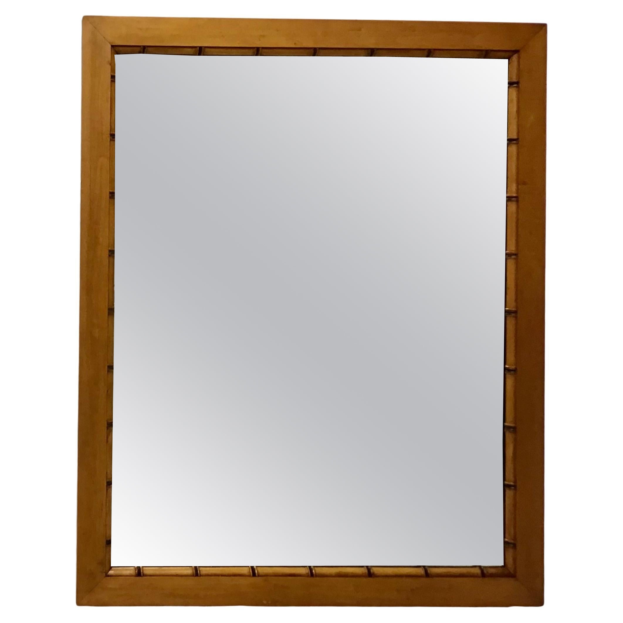 19th Century Wood and Faux Bamboo Mirror For Sale