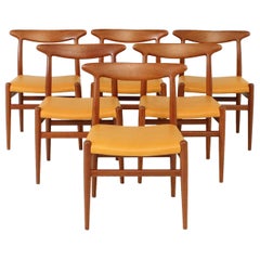 Set of Six W2 Dining Chairs by Hans Wegner