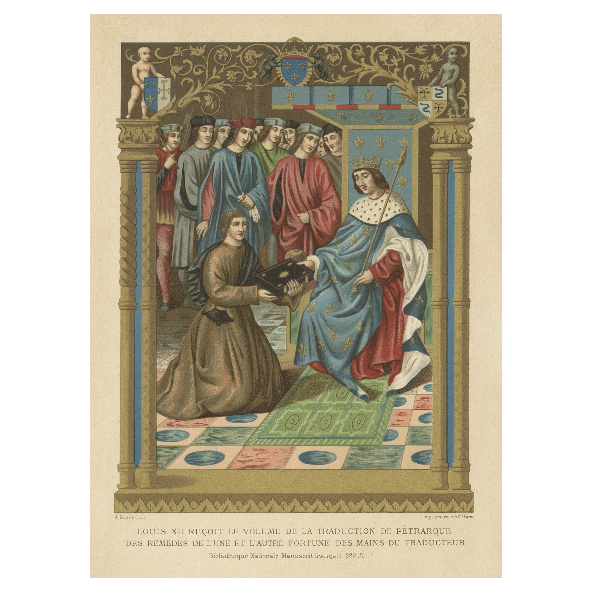 Original Antique Chromolithograph of Louis XII, King of France, ca.1890