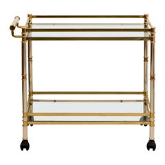 Mid-Century Brass and Chrome Mid-Century Modern Bar Cart