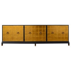Renzo Rutilli Asian Lacquered Gold Leaf Sideboard Cabinet Credenza