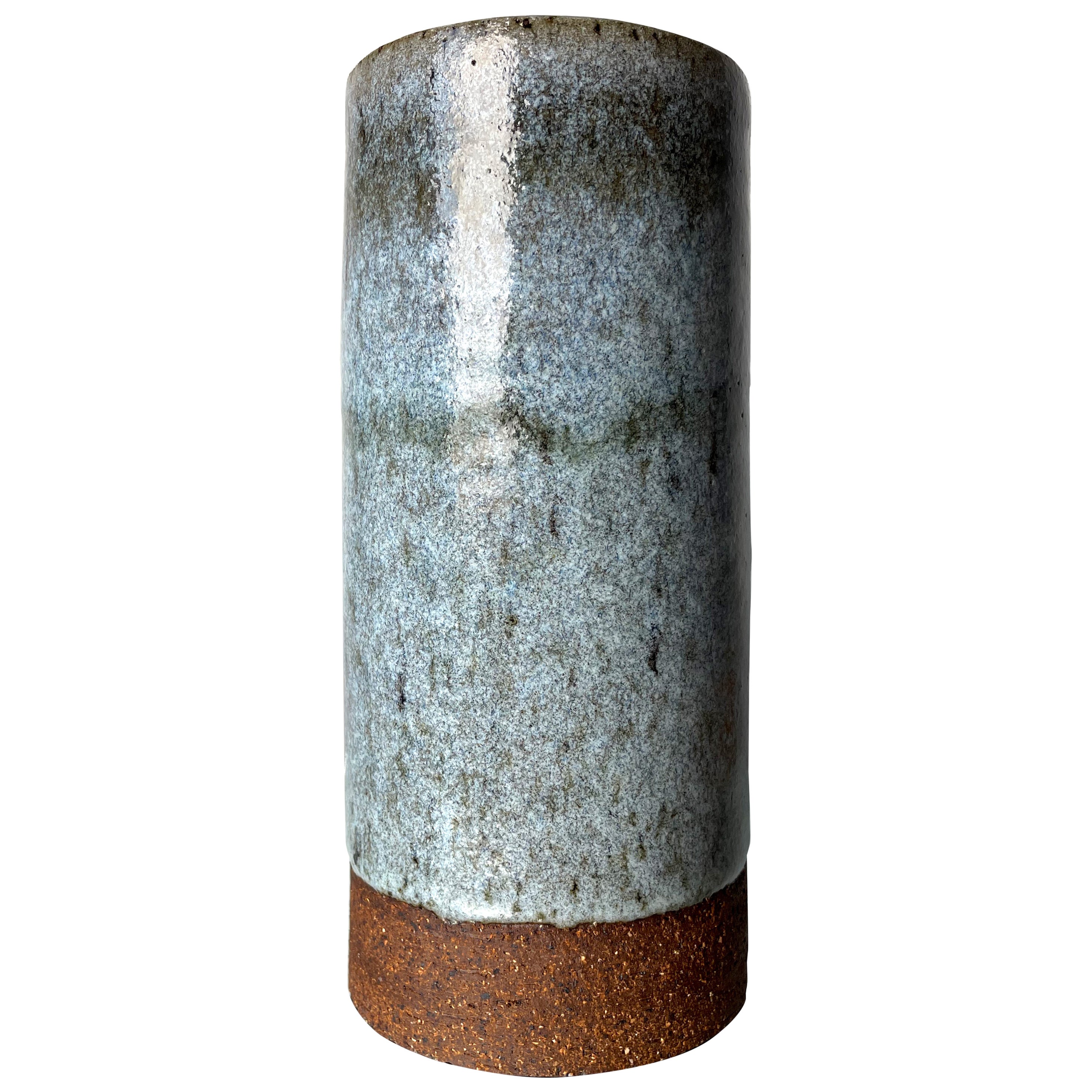 Dusty Blue and Black Speckled Danish Modern Stoneware Vase, 1960s