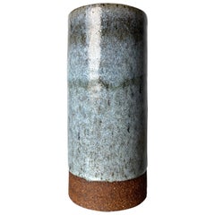 Dusty Blue and Black Speckled Danish Modern Stoneware Vase, 1960s