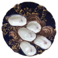 French Oyster Plate Porcelain with Turkey Pattern Haviland Limoges