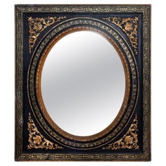 19th Century Ornate Empire Black & Gold Mirror