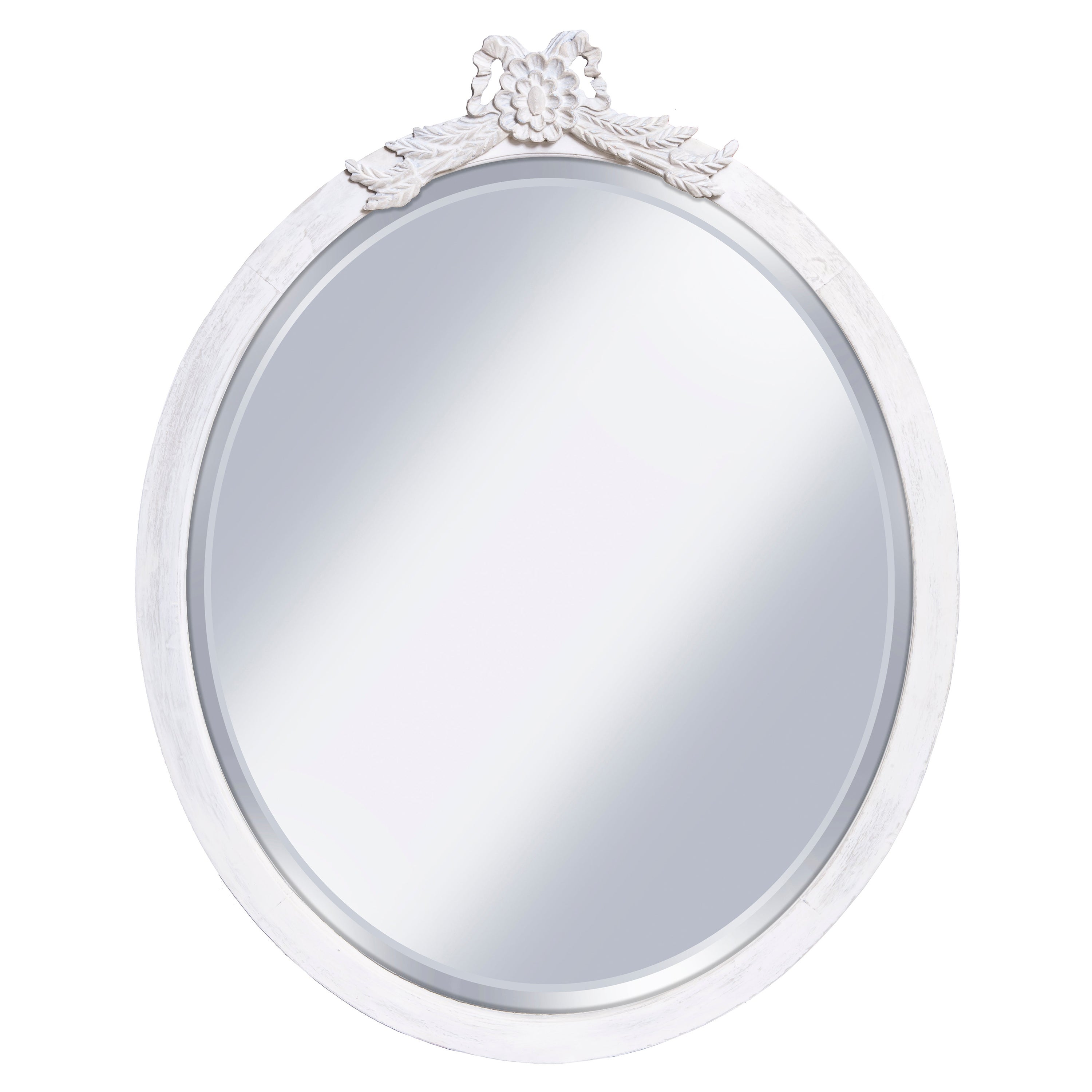 Hand Carved & Hand-Cut Large Oval Beveled Mirror