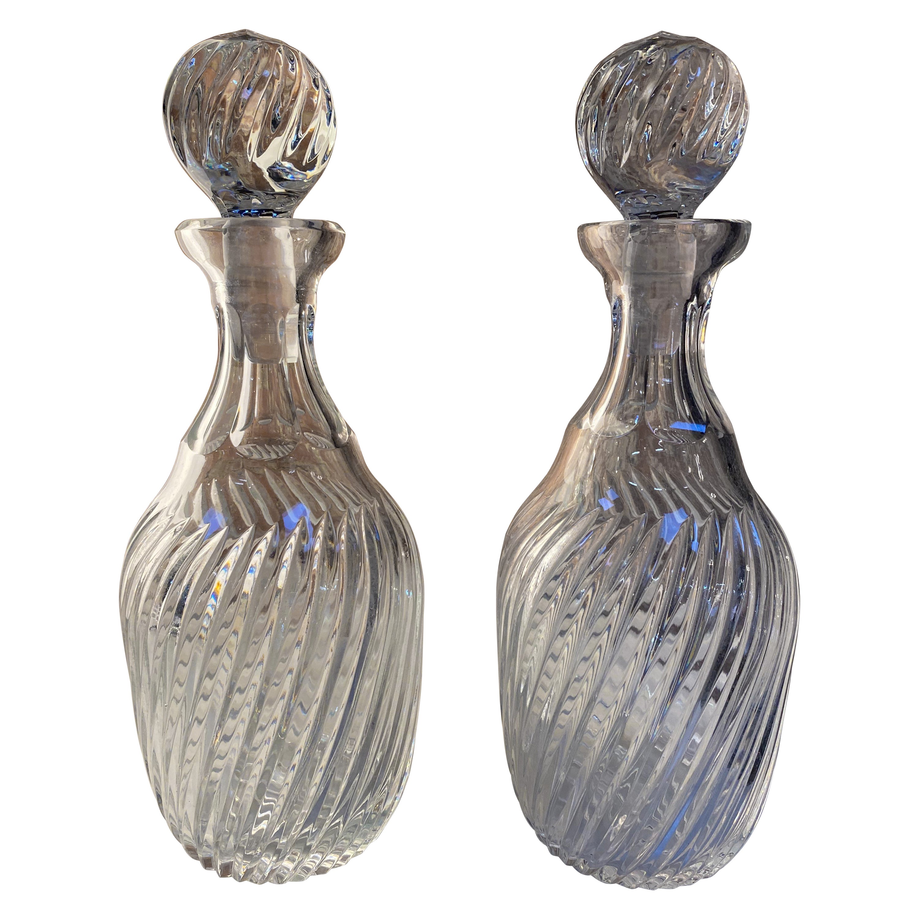Paar von 2 italienischen Kristallflaschen 1950er Jahre