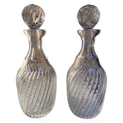 Vintage Pair of 2 Italian Crystal Bottle 1950s