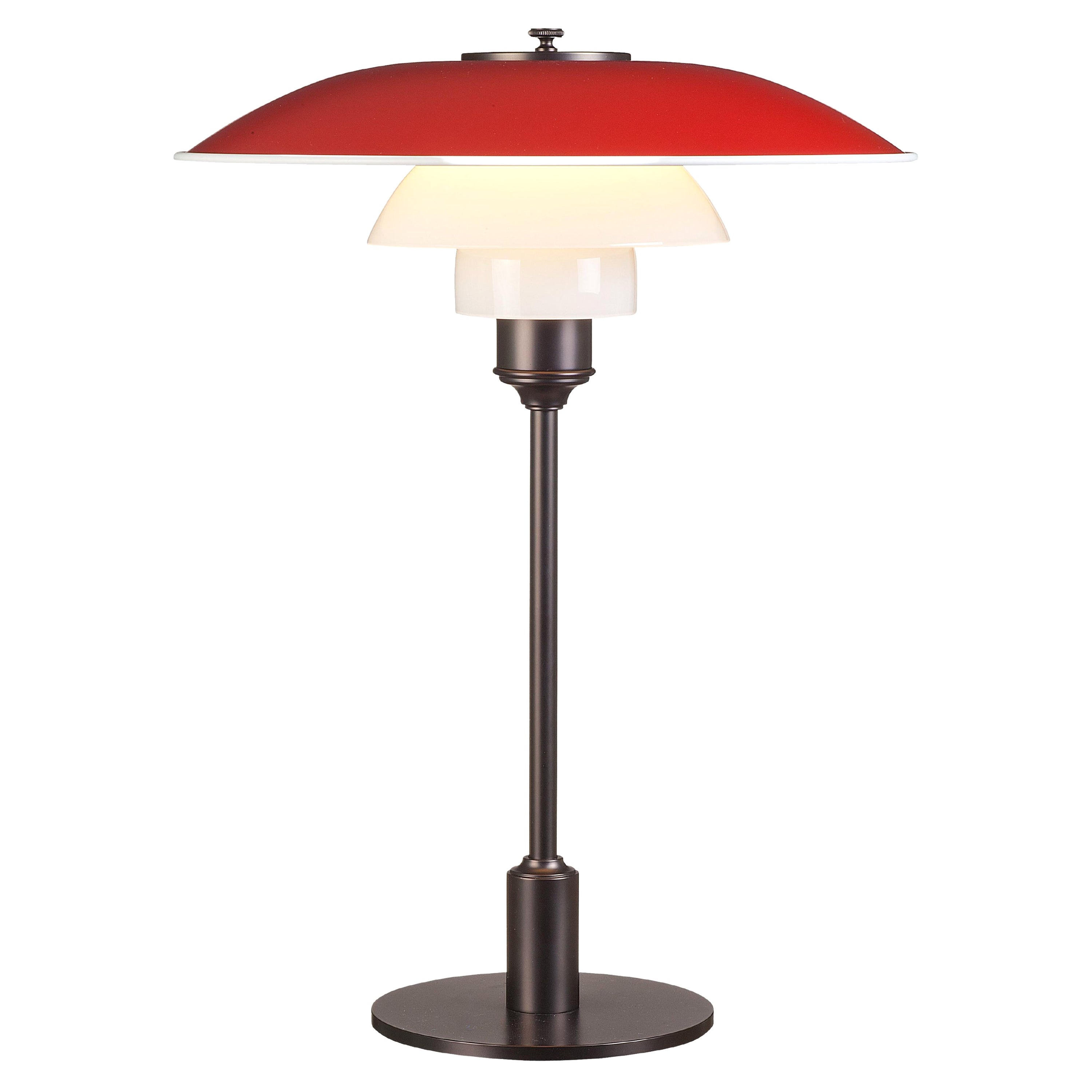 Lampe de table Poul Henningsen PH 3½-2½ pour Louis Poulsen en rouge en vente