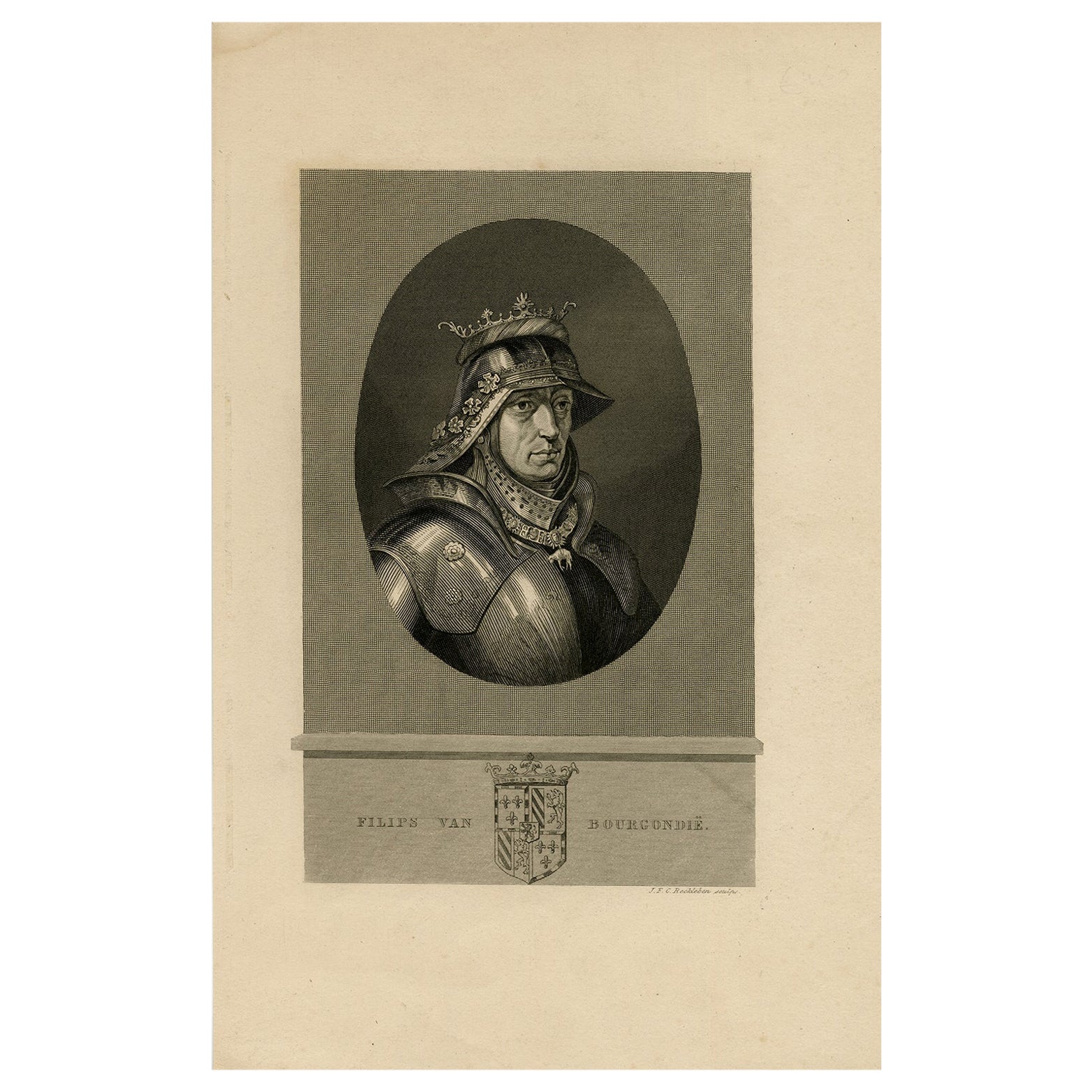 Original Portrait of Philip the Good or Duke of Burgundy as Philip III, c1860 For Sale