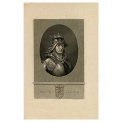 Antique Original Portrait of Philip the Good or Duke of Burgundy as Philip III, c1860