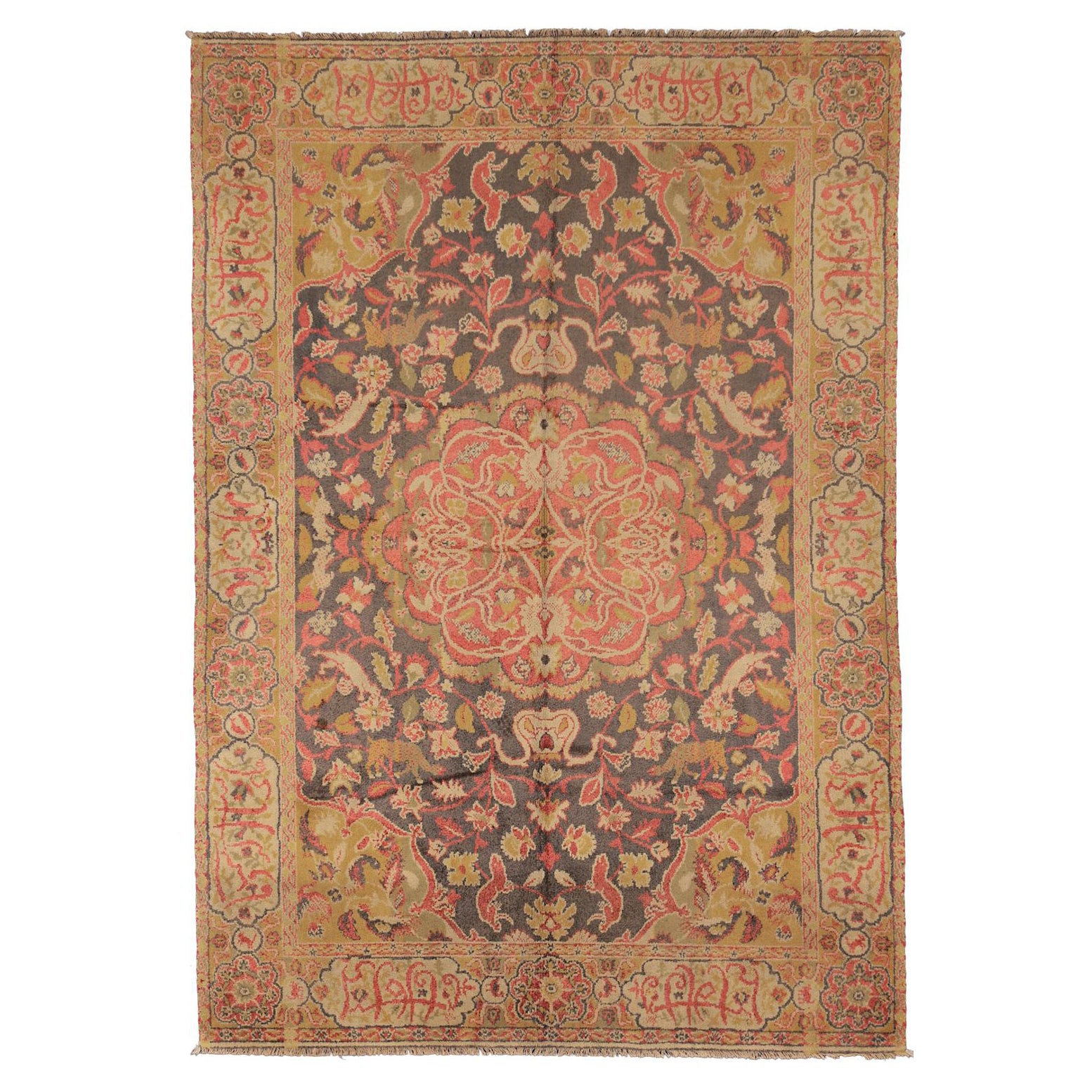 Semi-Antique European Extremely Soft Color Palette Silk Rug, ca. 1940