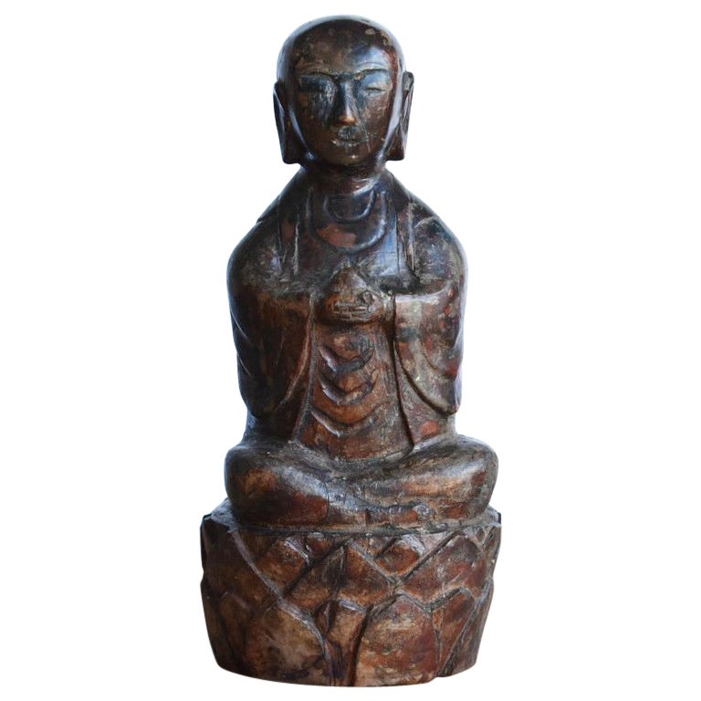 Chinese Small Antique Wood Carving Buddha / 1800 ~ 1900 / Buddha Statue