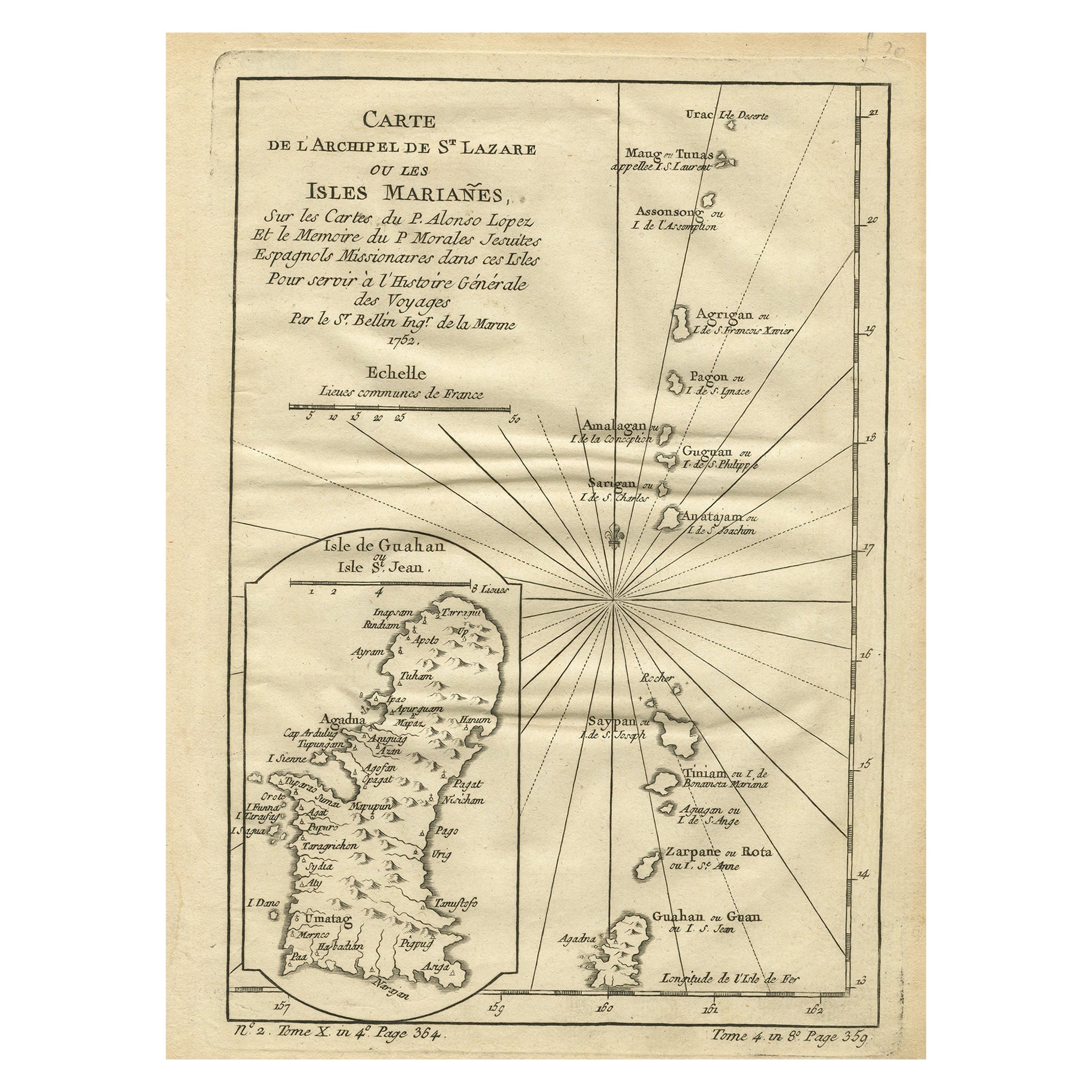Old Map of the Mariana Island, Guam and Saipan, 1752