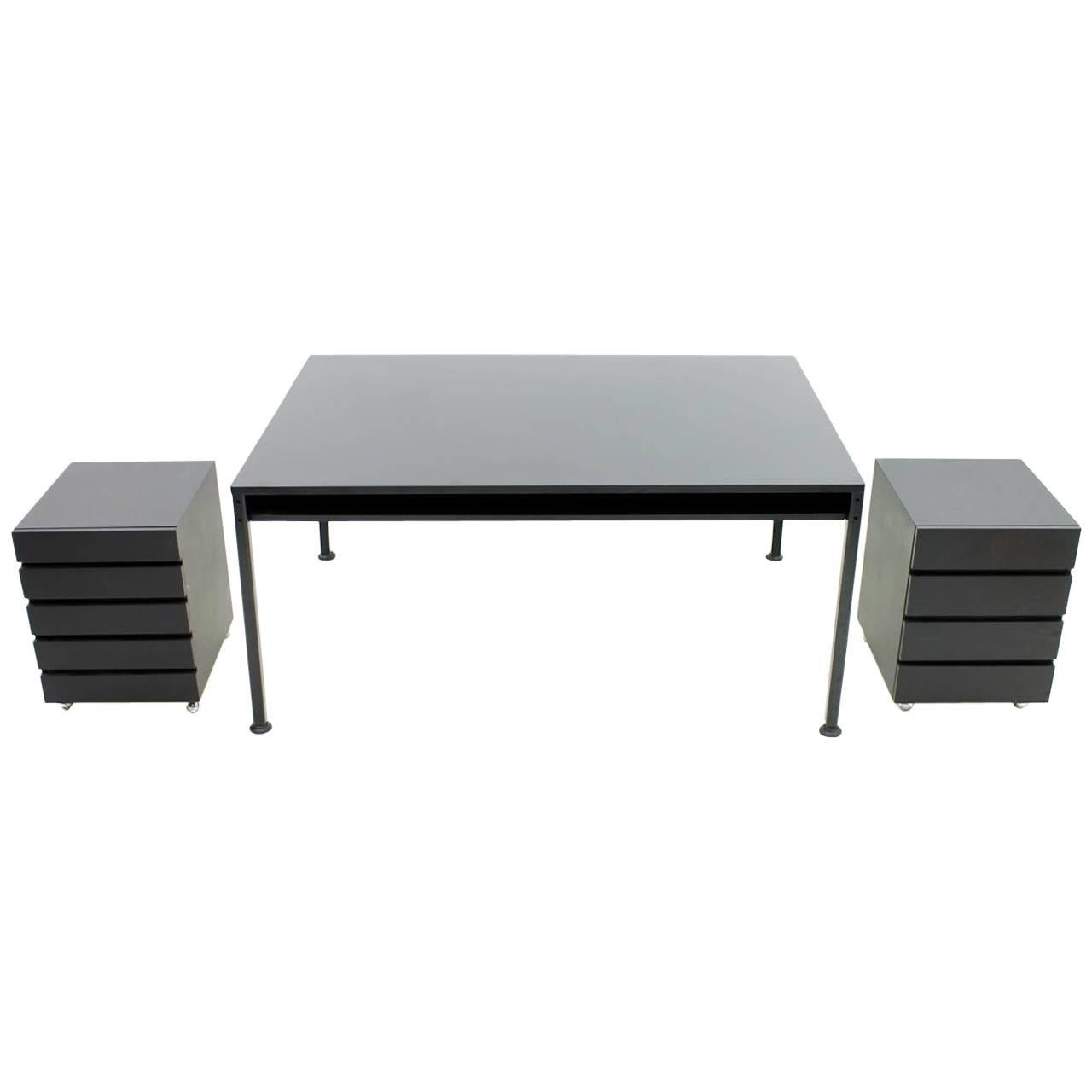 Large Partner Desk with a Pair of Containers by Dieter Rams, Vitsoe 1957 For Sale