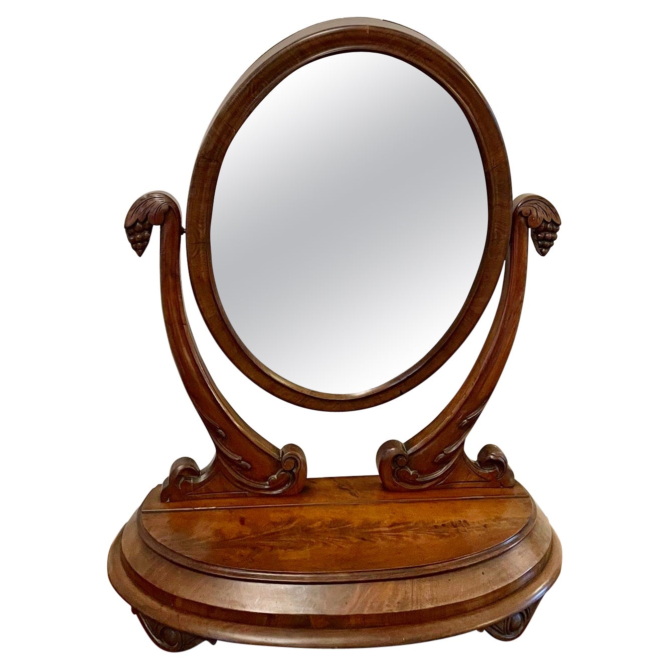 Ancien miroir de table de coiffeuse en acajou de qualité victorienne
