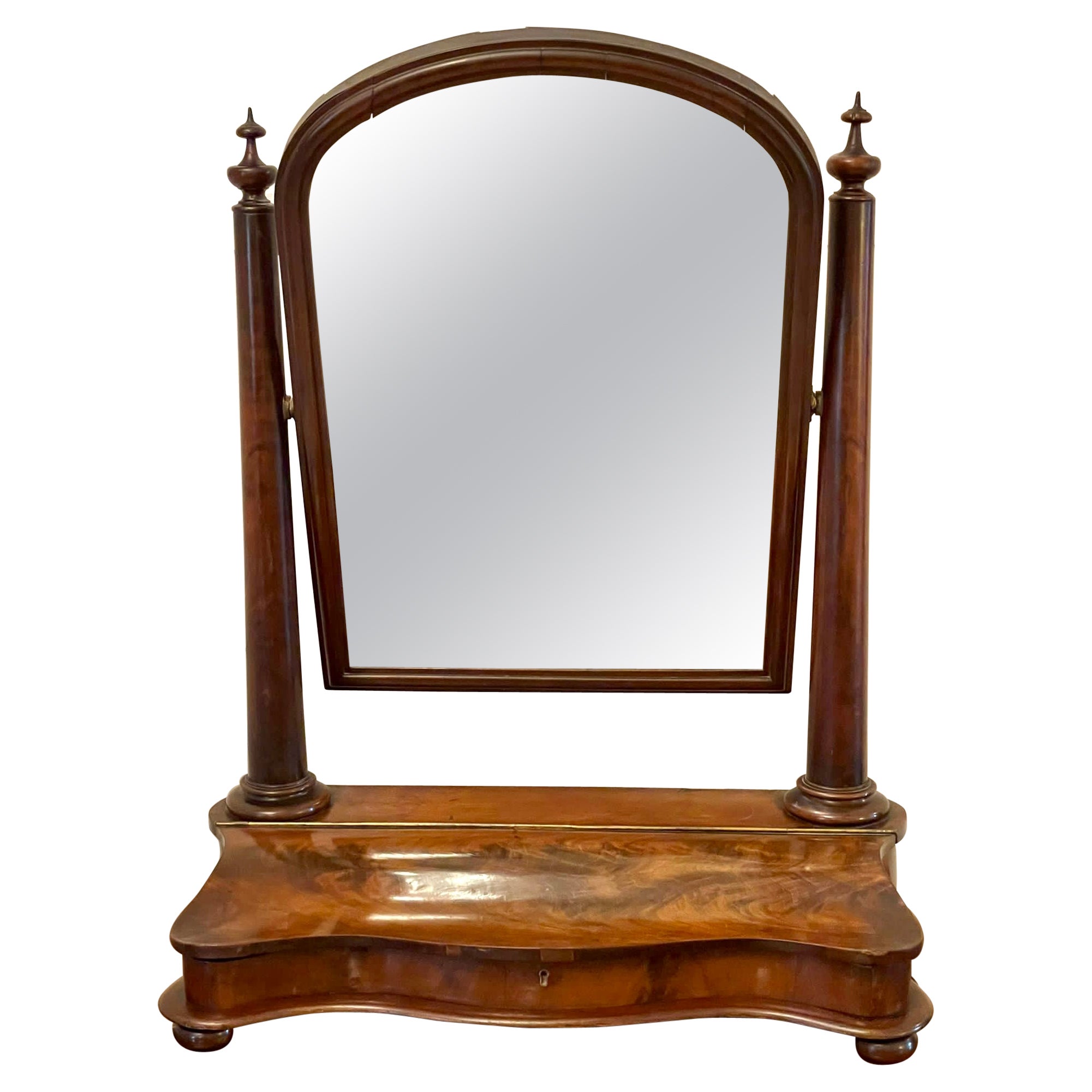 Grand miroir de coiffeuse en acajou de qualité Antique Victorienne 
