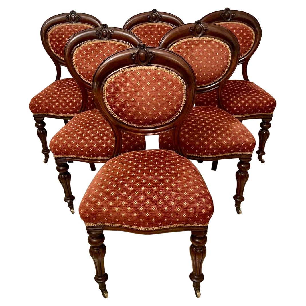 Set of Six Quality Antique Victorian Mahogany Dining Chairs 