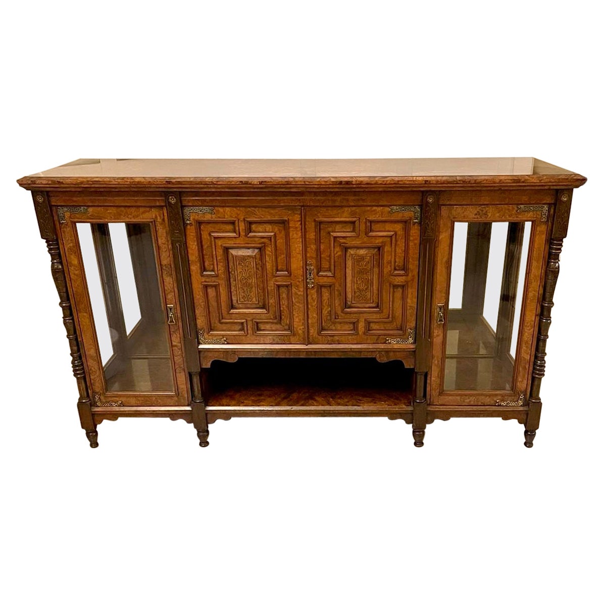 Credenza/scrivania in radica di noce di epoca vittoriana di qualità eccezionale