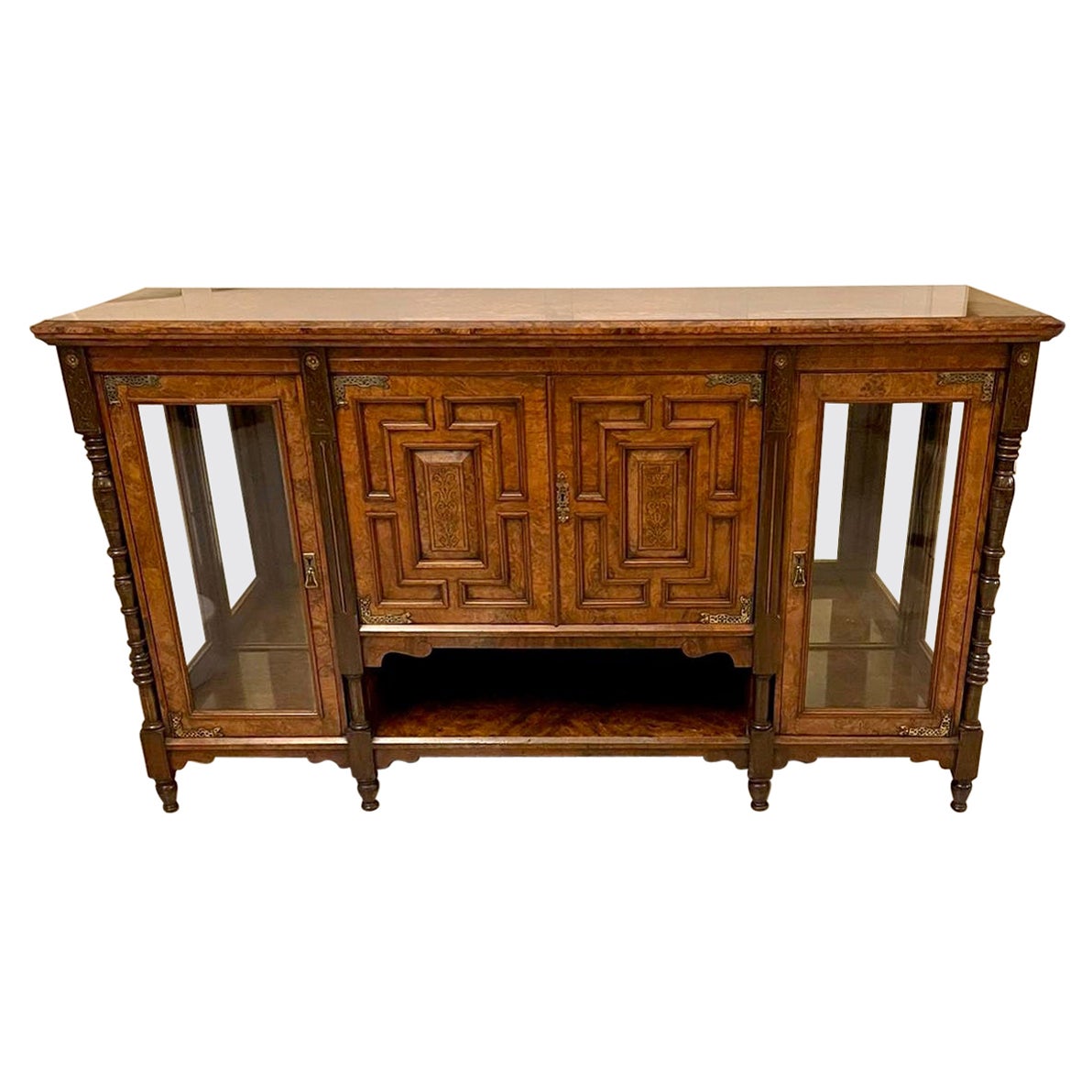 Outstanding Quality Antique Victorian Burr Walnut Credenza/Sideboard