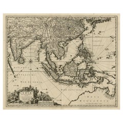 Antique Map of the Strait of Malacca, Malay Peninsula & Dutch Indies, c.1670