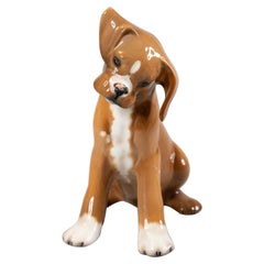 Mid-Century Italian Ronzan Ceramic Signed Boxer Dog Puppy