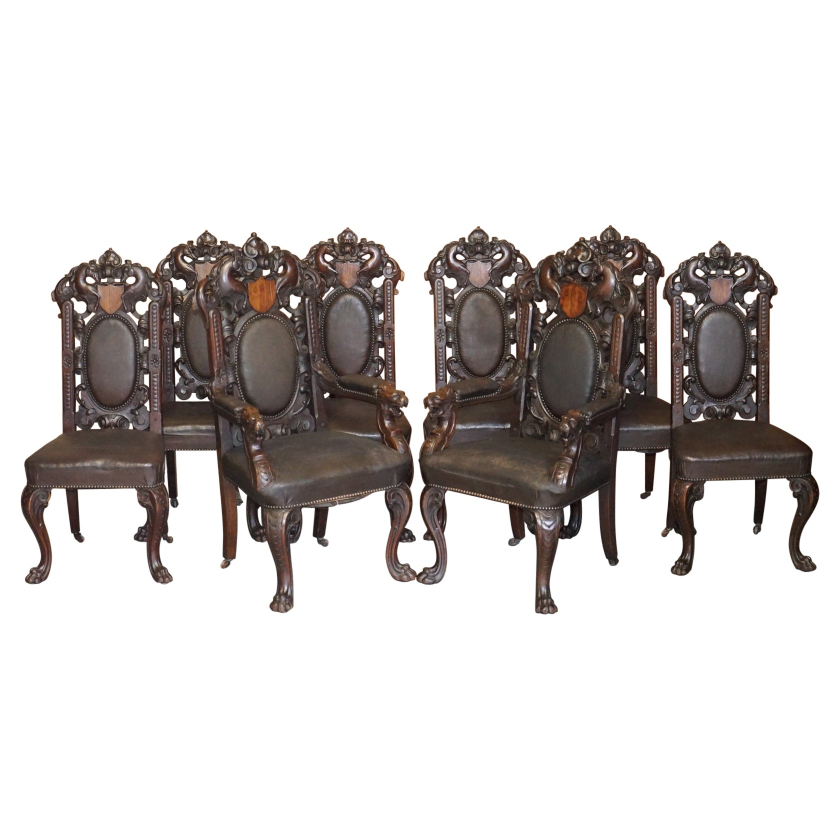 Winston Churchill Linked Harry Warren House Ocho sillas de comedor antiguas Carver