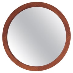 Vintage Teak Round Wall Mirror, 1960s