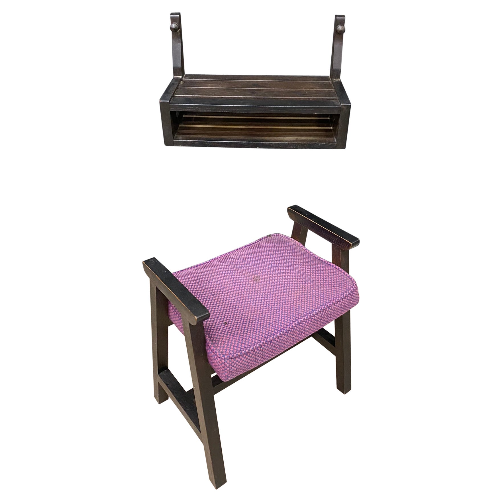 Étagère et tabouret en chêne Guillerme et Chambron, Édition Votre Maison, vers 1970