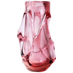 Flavio Poli Seguso Vetri d'Arte Pink Murano Art Glass Vase