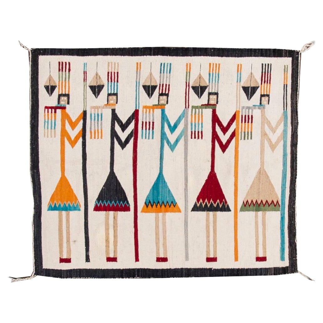 Mid-Century Vintage Native American Yei Pictorial Blanket