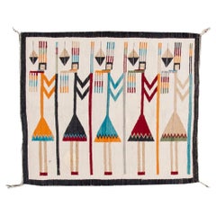 Mid-Century Vintage Native American Yei Pictorial Blanket