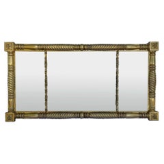 Used 19th Century Large American Empire Gilt Wood Carved Overmantle Mirror ca. 1840