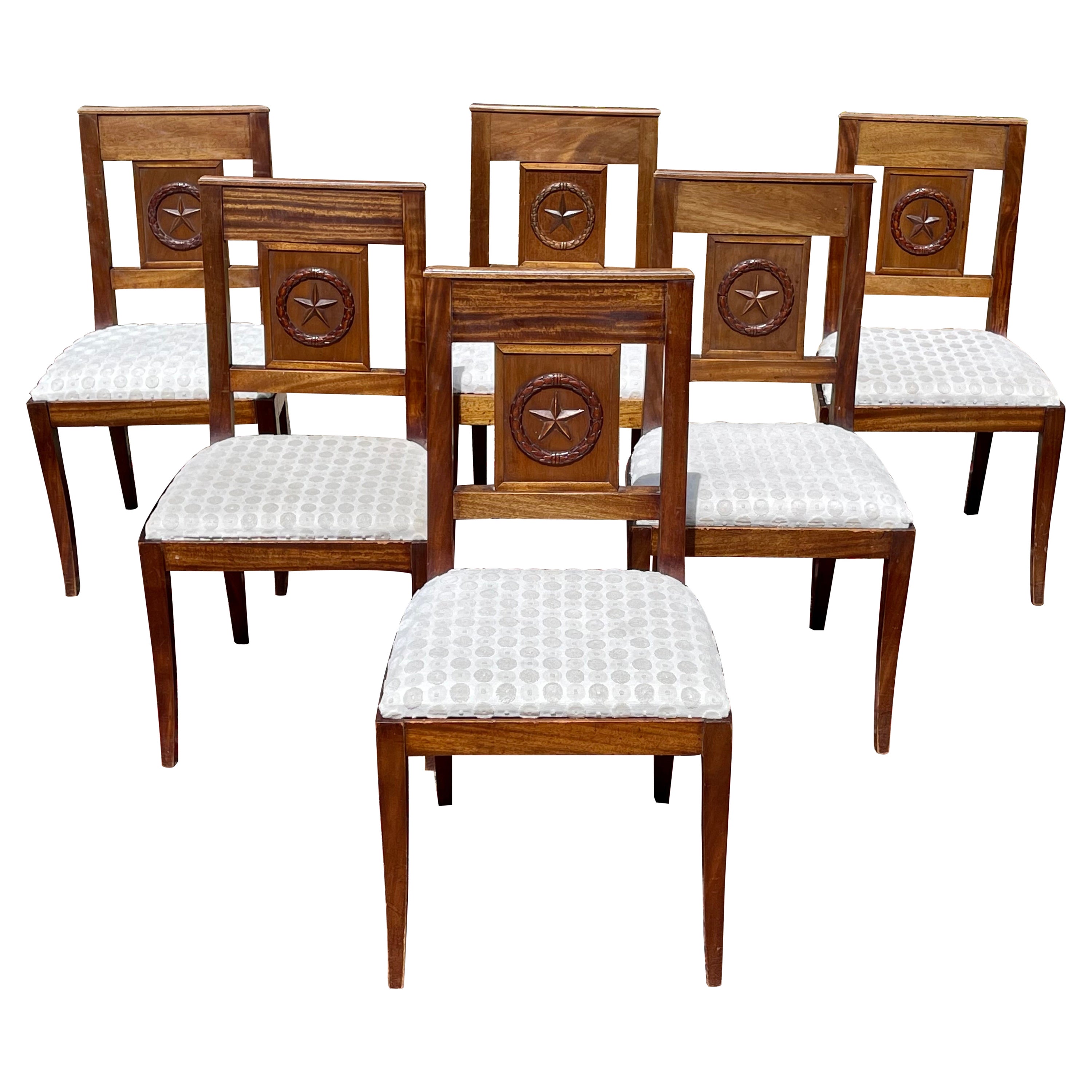 19th Century, 6 Mahogany Chairs, Directoire Style For Sale