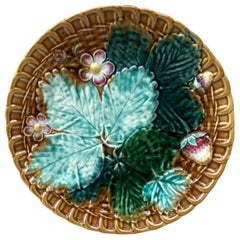 Majolica Flowers and Leaves Plate Clairefontaine, circa 1890