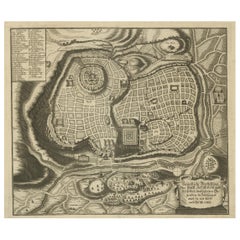 Antique Rare Town Plan of Jerusalem, Includes an Extensive Key to Locations etc, 1708