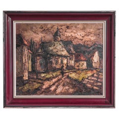 Vintage Belgian Painting with Wooden Frame